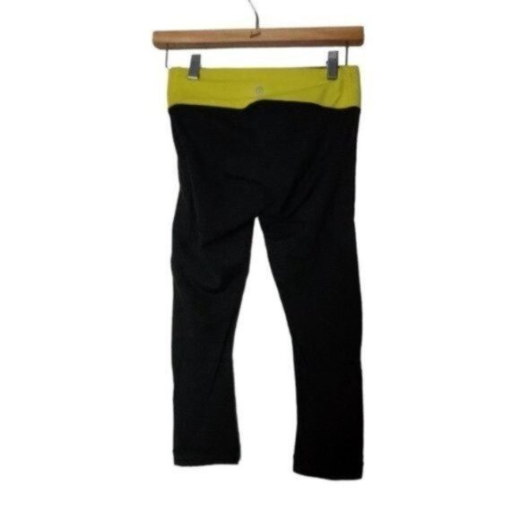 Lululemon‎ Journey Crop Black Yellow Mesh Leggings S Small 4 - Picture 10 of 14